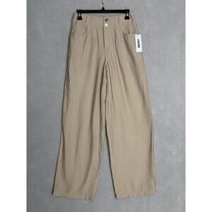 DKNY Crinkle Pants High Waist Wide-Leg in Pebble Women's Size 2 NEW